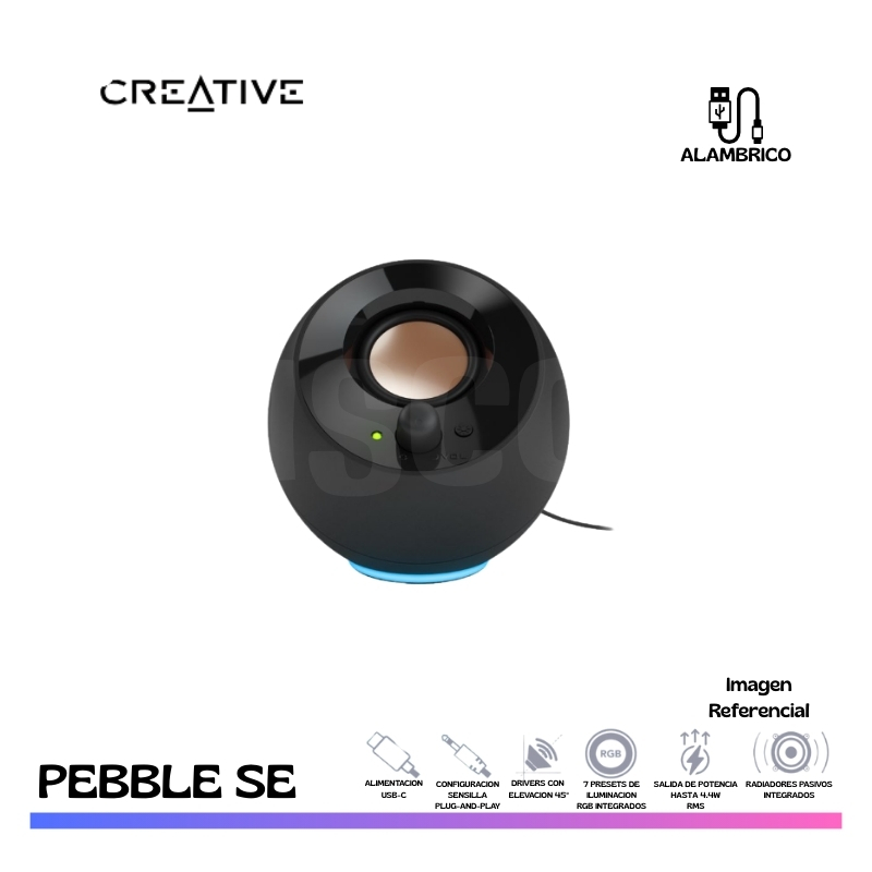 PARLANTE CREATIVE PEBBLE SE RGB, 2.0, USB-C, BLACK - Imagen 4