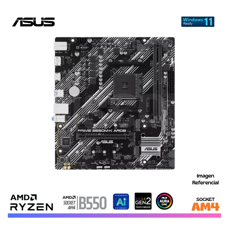 MAINBOARD ASUS PRIME B550M-K ARGB, DDR4, AM4, AMD - Imagen 2