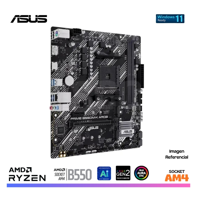 MAINBOARD ASUS PRIME B550M-K ARGB, DDR4, AM4, AMD - Imagen 3