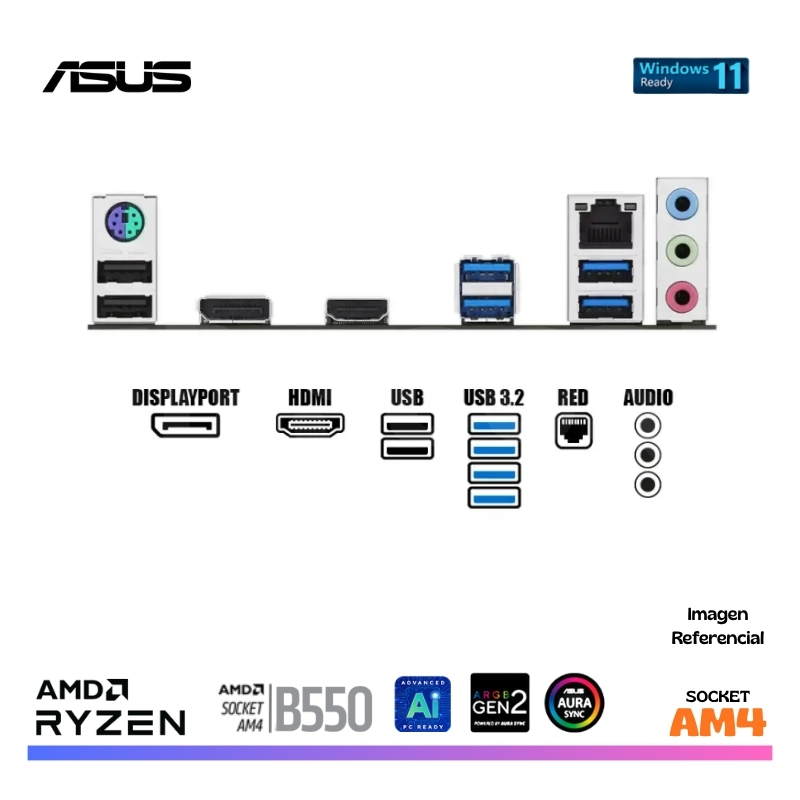 MAINBOARD ASUS PRIME B550M-K ARGB, DDR4, AM4, AMD - Imagen 4