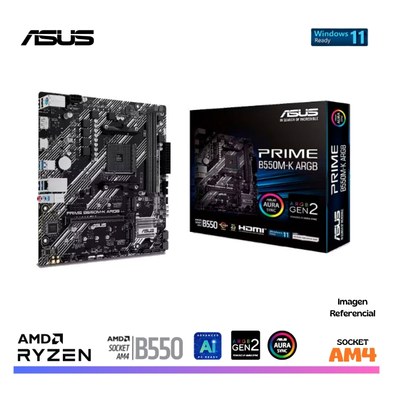 MAINBOARD ASUS PRIME B550M-K ARGB, DDR4, AM4, AMD