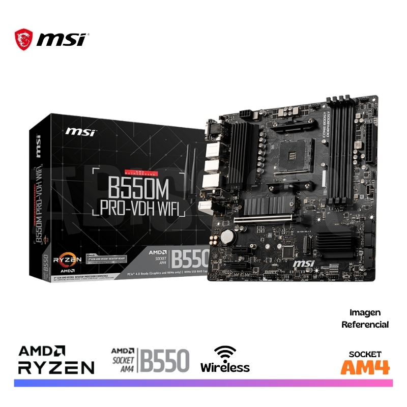 MAINBOARD MSI B550 PRO VDH WIFI, AM4, AMD.